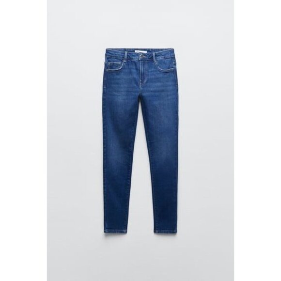 Zara Z1975 Indigo Blue Mid-Rise Skinny Jeans - Picture 5 of 9